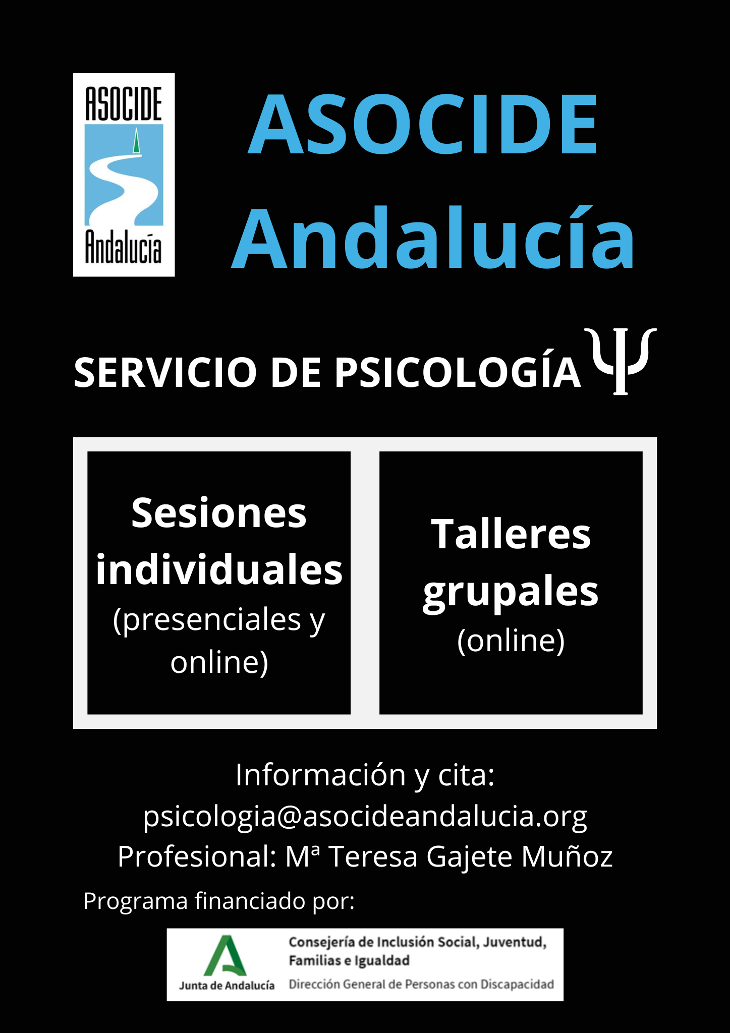 Cartel informativo servicio de psicología